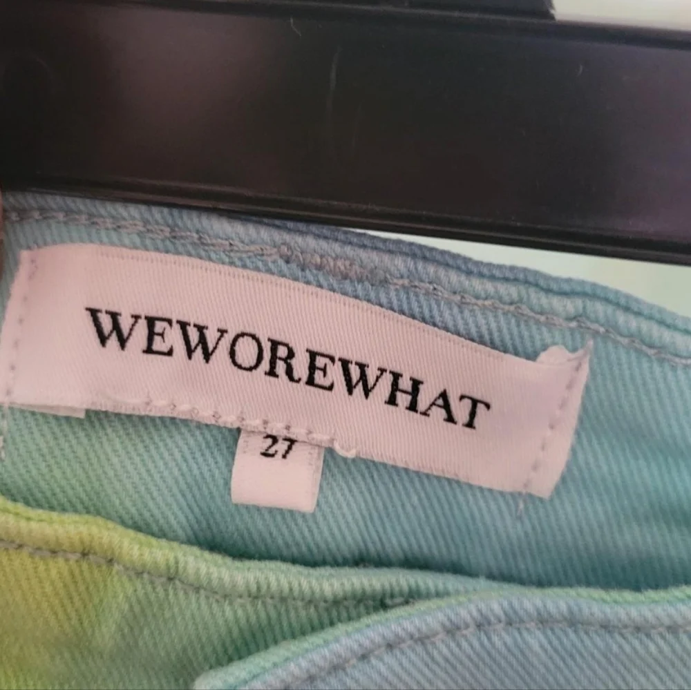 WEWOREWHAT  Blue & Green Tie Dye Women's Cut Off Denim Shorts Size 27/28